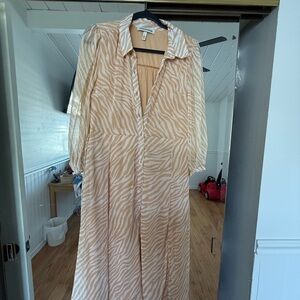 Harlow Beige Zebra Print Long Sleeve Dress